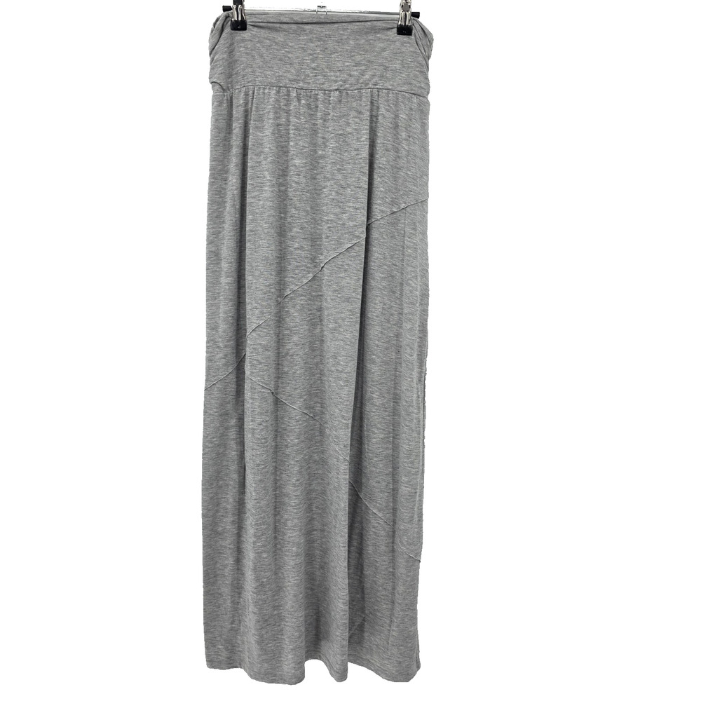 Maurices Women’s Medium Grey Pull On Stretch Maxi Skirt Soft Solid Ruched Side